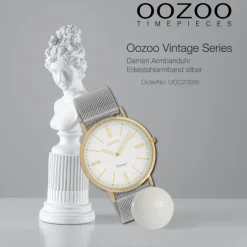 Oozoo Damen Armbanduhr Ultra Slim Analog Edelstahl silber gold UOC20066
