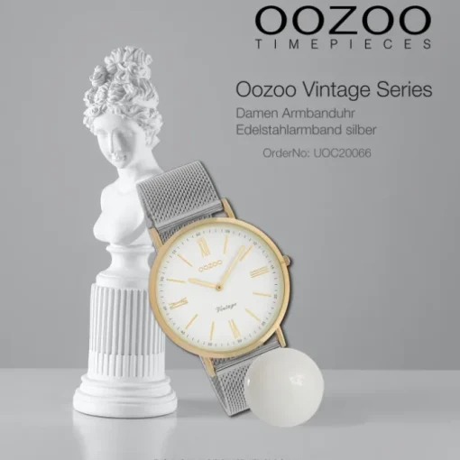 Oozoo Damen Armbanduhr Ultra Slim Analog Edelstahl silber gold UOC20066