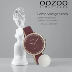 Oozoo Damen Armbanduhr Ultra Slim C9851 Analog Leder weinrot UOC9851