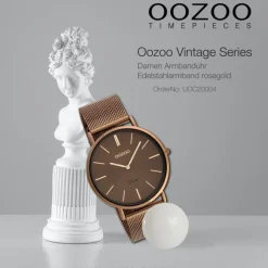 Oozoo Damen Armbanduhr Ultra Slim Quarzwerk Edelstahl rosegold UOC20004