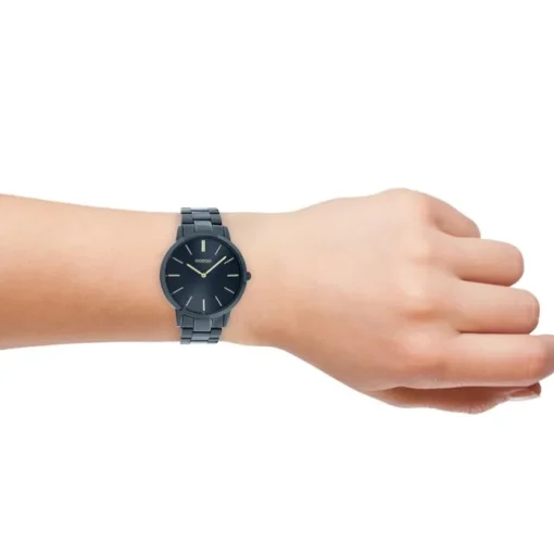 Oozoo Damen Armbanduhr Ultra Slim C20105 Analog Edelstahl dunkelblau UOC20105