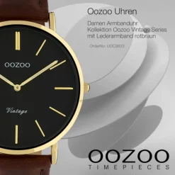 Oozoo Damen Armbanduhr Ultra Slim C9833 Analog Leder rotbraun UOC9833