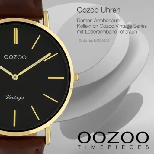 Oozoo Damen Armbanduhr Ultra Slim C9833 Analog Leder rotbraun UOC9833