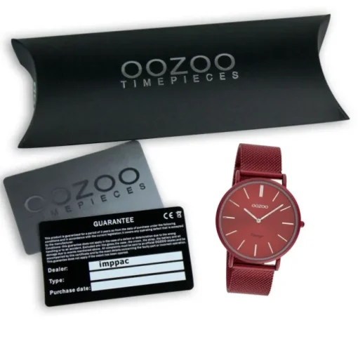 Oozoo Damen Armbanduhr Ultra Slim Quarzwerk Edelstahl burgund UOC20001