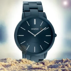 Oozoo Damen Armbanduhr Ultra Slim C20108 Analog Edelstahl blau UOC20108