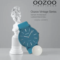 Oozoo Damen Armbanduhr Ultra Slim C9878 Analog Leder blau UOC9878