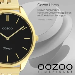 Oozoo Damen Armbanduhr Ultra Slim C9987 Analog Edelstahl gold UOC9987