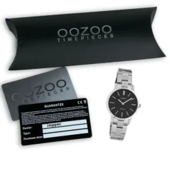 Oozoo Damen Armbanduhr Ultra Slim Edelstahl silber schwarz UOC20111