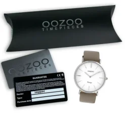 Oozoo Damen Armbanduhr Ultra Slim Leder grau, taupe UOC20076