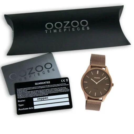 Oozoo Damen Armbanduhr Ultra Slim Quarzwerk Edelstahl braun UOC20009