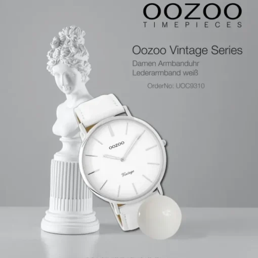 Oozoo Damen Armbanduhr Ultra Slim C9310 Analog Leder weiß UOC9310