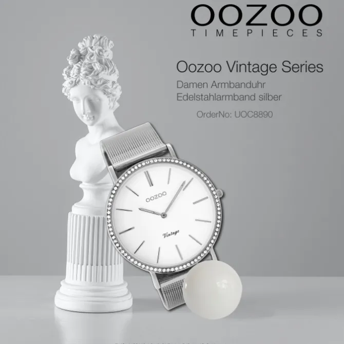 Oozoo Damen Armbanduhr Ultra Slim C8890 Quarz Edelstahl silber UOC8890