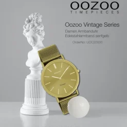 Oozoo Damen Armbanduhr Ultra Slim C20000 Quarz Edelstahl senfgelb UOC20000