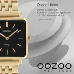 Oozoo Damen Armbanduhr Ultra Slim C9957 Quarzwerk Edelstahl gold UOC9957