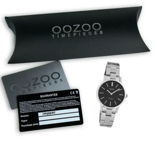 Oozoo Damen Armbanduhr Ultra Slim Edelstahl silber schwarz UOC20111