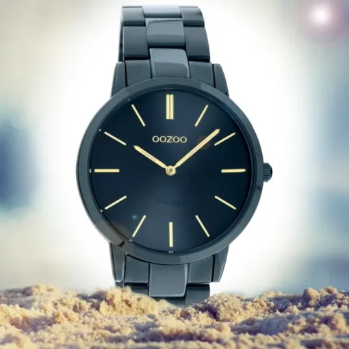 Oozoo Damen Armbanduhr Ultra Slim C20105 Analog Edelstahl dunkelblau UOC20105