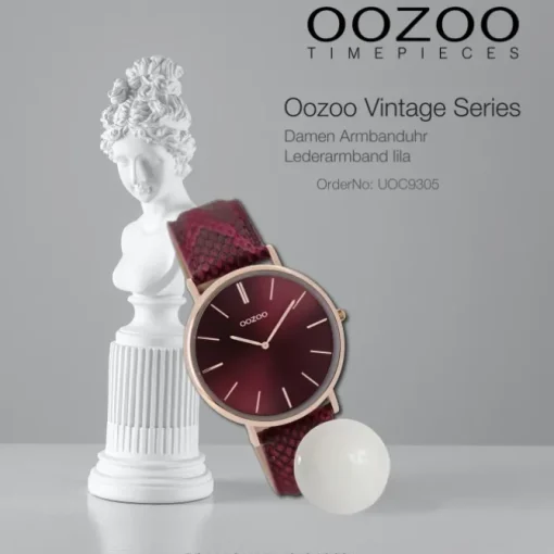 Oozoo Damen Armbanduhr Ultra Slim C9305 Analog Leder lila UOC9305