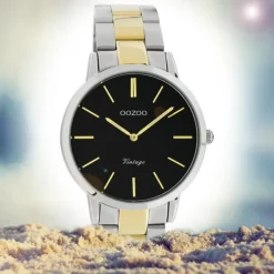 Oozoo Damen Armbanduhr Ultra Slim C20107 Analog Edelstahl silber gold UOC20107