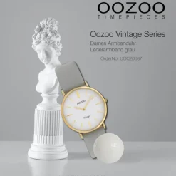 Oozoo Damen Armbanduhr Ultra Slim C20087 Analog Leder grau UOC20087