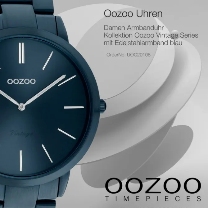 Oozoo Damen Armbanduhr Ultra Slim C20108 Analog Edelstahl blau UOC20108