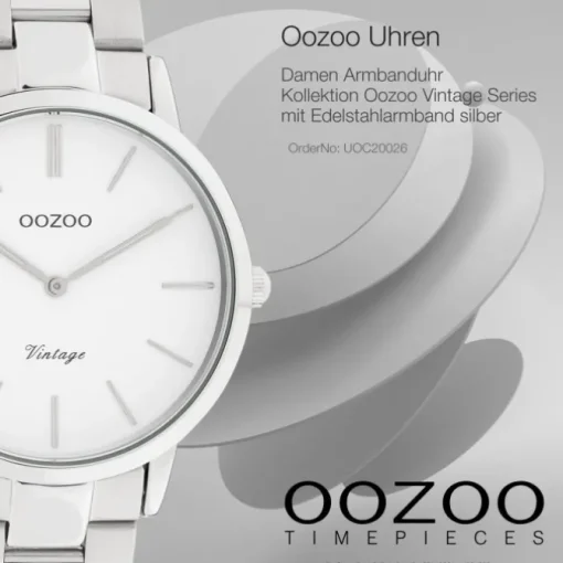 Oozoo Damen Armbanduhr Ultra Slim C20026 Analog Edelstahl silber UOC20026