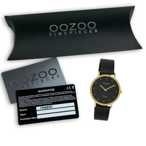 Oozoo Damen Armbanduhr Ultra Slim C20058 Analog Edelstahl schwarz UOC20058