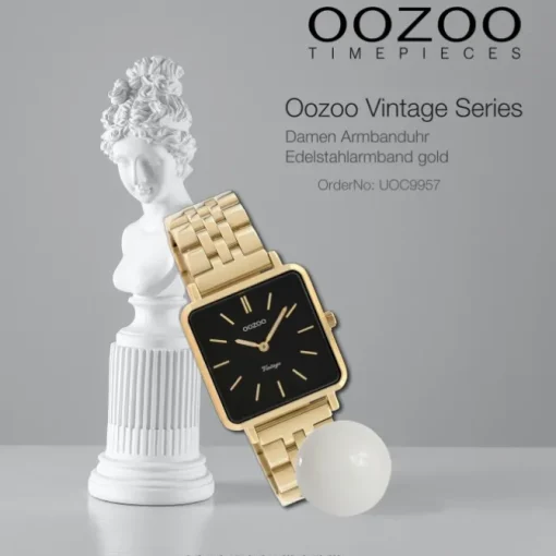 Oozoo Damen Armbanduhr Ultra Slim C9957 Quarzwerk Edelstahl gold UOC9957