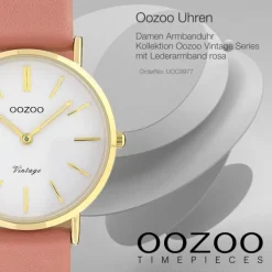 Oozoo Damen Armbanduhr Ultra Slim C9977 Analog Leder rosa UOC9977