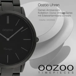 Oozoo Damen Armbanduhr Ultra Slim C20025 Analog Edelstahl schwarz UOC20025