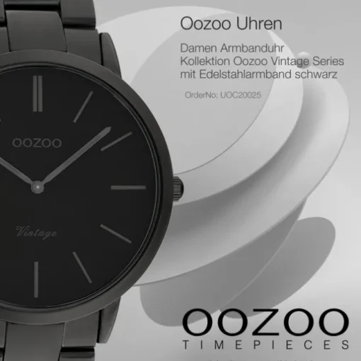 Oozoo Damen Armbanduhr Ultra Slim C20025 Analog Edelstahl schwarz UOC20025