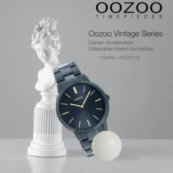 Oozoo Damen Armbanduhr Ultra Slim C20105 Analog Edelstahl dunkelblau UOC20105