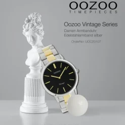 Oozoo Damen Armbanduhr Ultra Slim C20107 Analog Edelstahl silber gold UOC20107