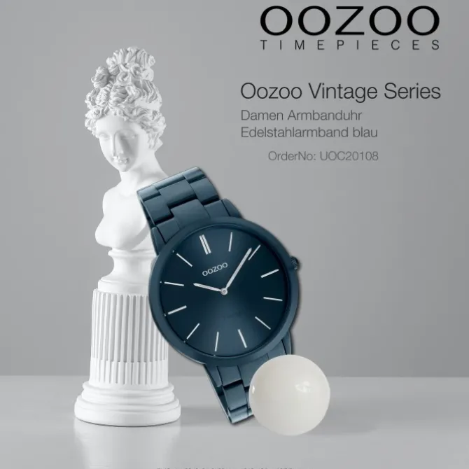 Oozoo Damen Armbanduhr Ultra Slim C20108 Analog Edelstahl blau UOC20108
