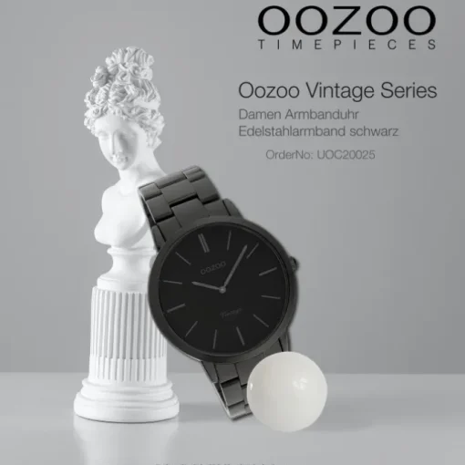 Oozoo Damen Armbanduhr Ultra Slim C20025 Analog Edelstahl schwarz UOC20025