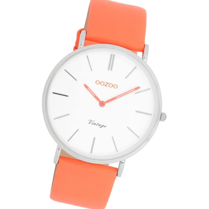 Oozoo Damen Armbanduhr Vintage Analog Leder orange UOC20313