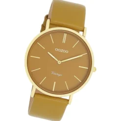 Oozoo Damen Armbanduhr Vintage Analog Leder olivgrün UOC20327