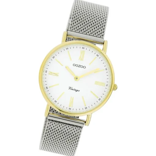 Oozoo Damen Armbanduhr Vintage Series Analog Metall silber UOC20123