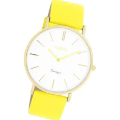 Oozoo Damen Armbanduhr Vintage Analog Leder gelb UOC20317
