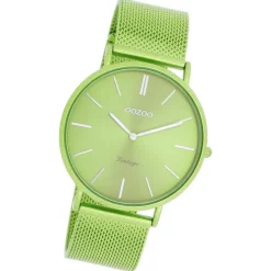 Oozoo Damen Armbanduhr Vintage Analog Edelstahl grün UOC20330