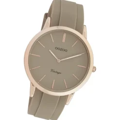 Oozoo Damen Armbanduhr Vintage Series Analog Silikon taupe grau UOC20170