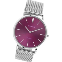 Oozoo Damen Armbanduhr Vintage Analog Metall silber UOC10870