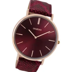 Oozoo Damen Armbanduhr Vintage Analog Leder rot UOC9303A