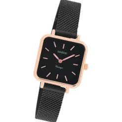 Oozoo Damen Armbanduhr Vintage Series Analog Metall Mesh schwarz UOC20265