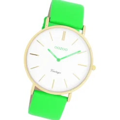 Oozoo Damen Armbanduhr Vintage Analog Leder grün UOC20316