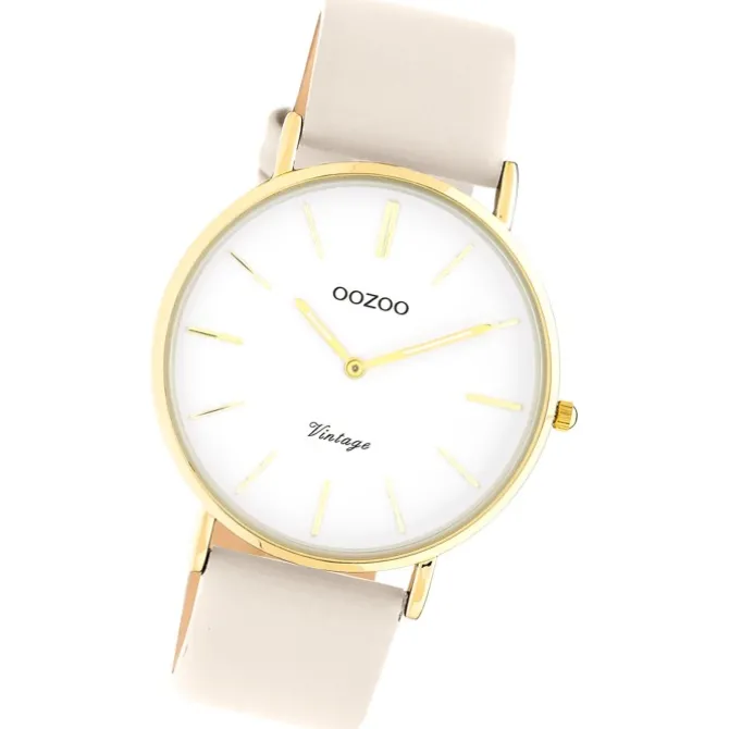 Oozoo Damen Armbanduhr Vintage Series Analog Leder beige UOC20253