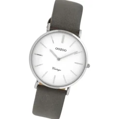 Oozoo Damen Armbanduhr Vintage Analog Leder grau UOC20084