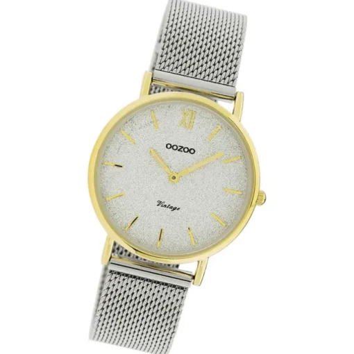 Oozoo Damen Armbanduhr Vintage Series Analog Metall silber UOC20122