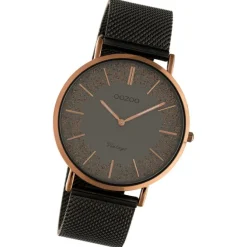 Oozoo Damen Armbanduhr Vintage C20139 Analog Edelstahl schwarz UOC20139