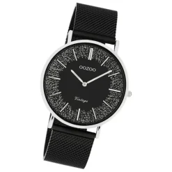 Oozoo Damen Armbanduhr Vintage C20140 Analog Edelstahl schwarz UOC20140