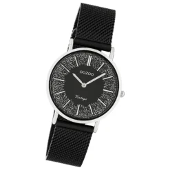 Oozoo Damen Armbanduhr Vintage C20141 Analog Edelstahl schwarz UOC20141